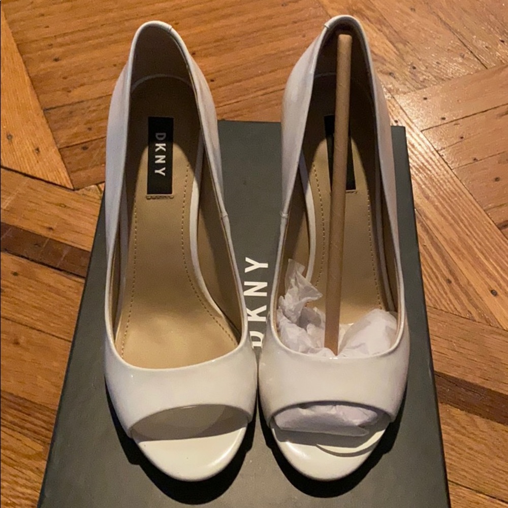 DKNY White Heeled Boots